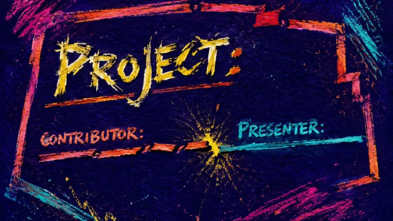 A project title card with a contributor line erased beside an intact presenter line, symbolizing­​‌​