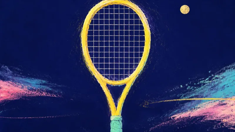 A restored tennis racket with an orderly lattice, representing a boundary that remains warm,ansed,