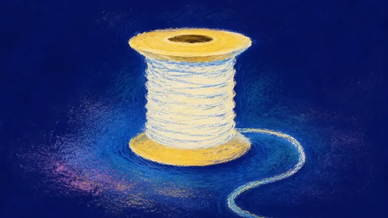 A restored, orderly spool represents study avoidance easing as small completed tasks rebuild balance