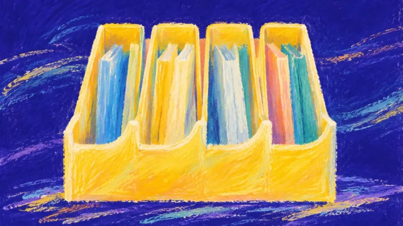 Sorted Again An open file organizer with aligned sections, reflecting a career decision shaped by distinct needs