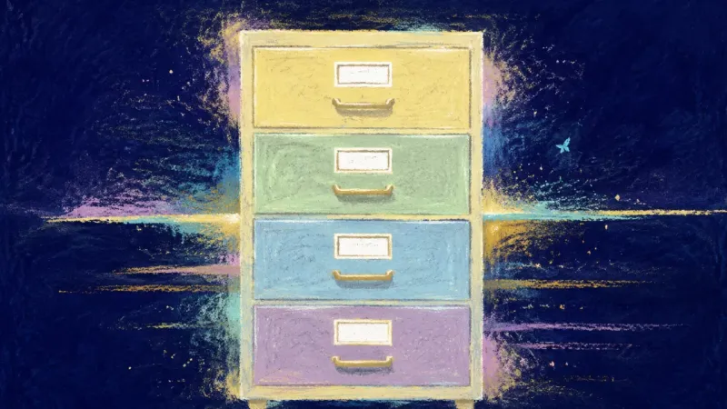 An ordered filing cabinet with clearly separated drawers, representing balanced self-advocacy and a​