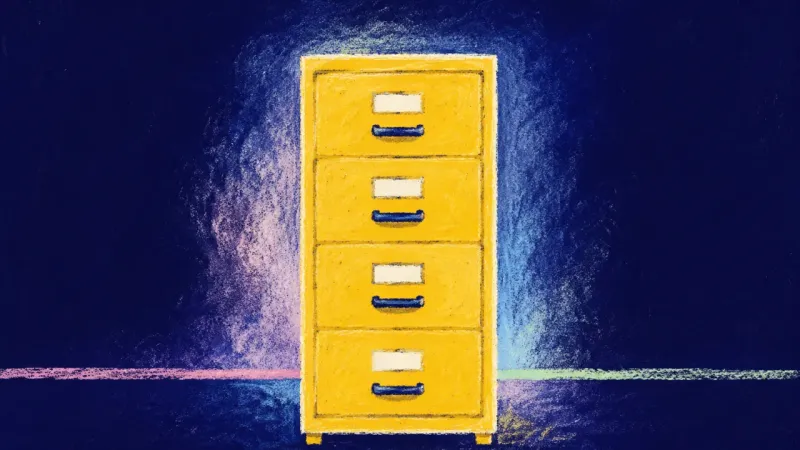 Aligned Criteria An abstract filing cabinet restored to order, representing shared criteria, early feedback, and un 장