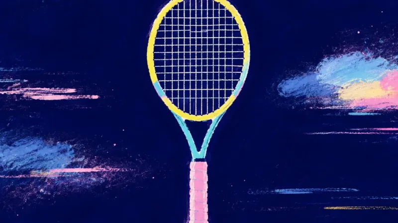 A balanced tennis racket with an orderly string grid, representing direct relationship repair, clear