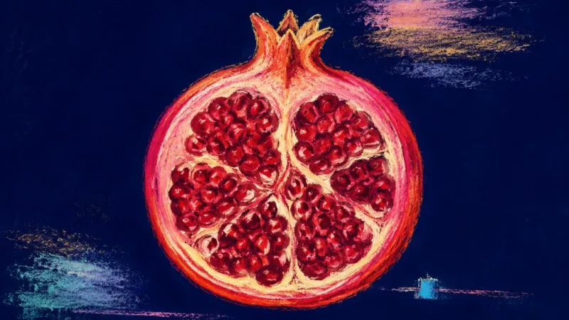 A restored pomegranate with balanced chambers, representing self-trust as desire and relationship v