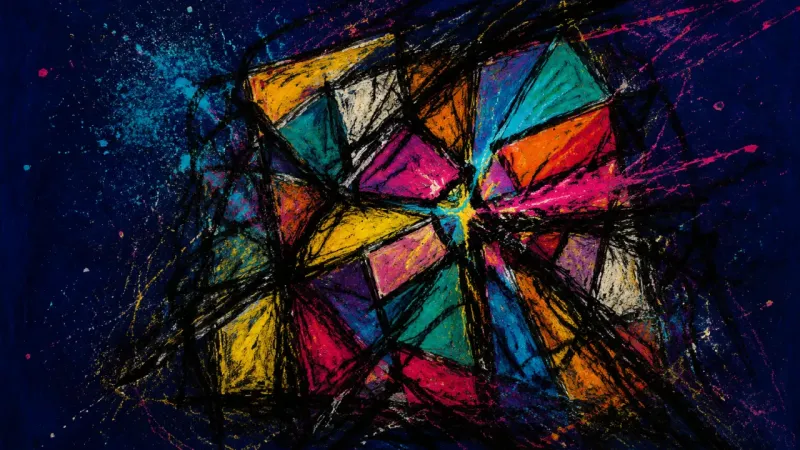 A fractured mosaic represents social comparison as a crowded scorecard that turns peers' growth into