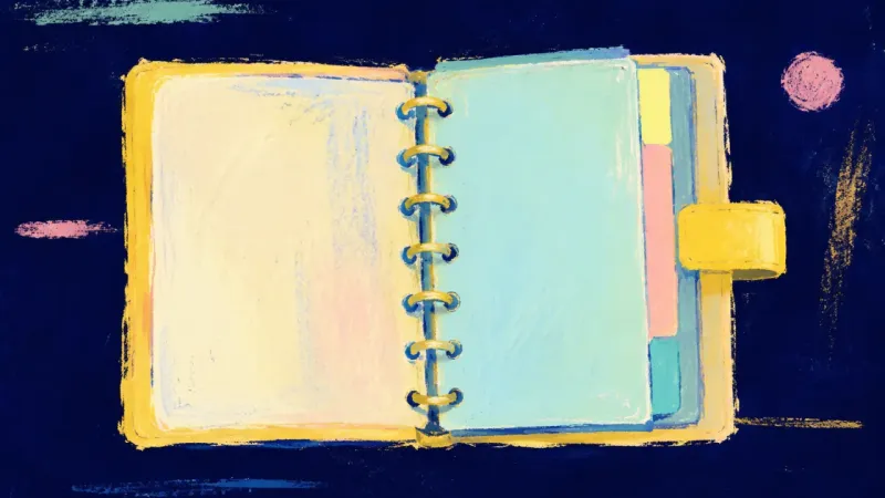 Binder in Order An open binder with aligned rings and dividers, representing a thesis question tested through clear,