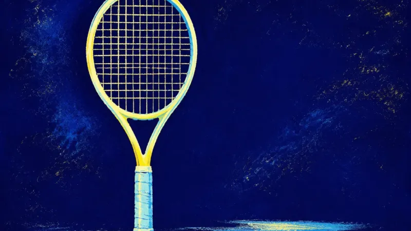 Restored Reciprocity A restored tennis racket with an even string grid, symbolizing self-respect, reciprocal investment,˙