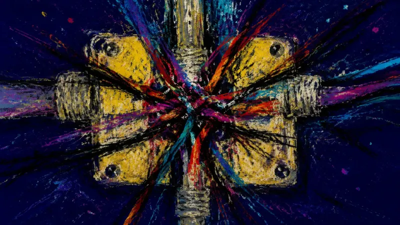 An abstract junction box overwhelmed by crossing lines, representing family peacemaker burnout and
