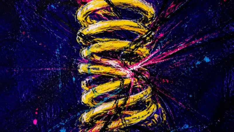 Compressed Potential A crushed spring wrapped in chaotic lines, representing readiness-threshold paralysis and fear of
