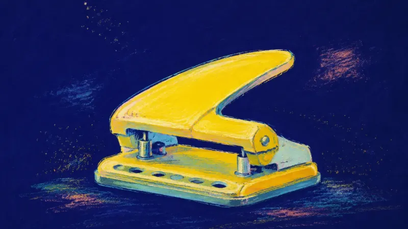 An abstract hole punch restored to order, representing honest limits, steady family closeness, and a