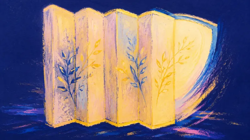 Open Direction An abstract room divider opens into aligned panels, symbolizing focused choice, realistic capacity,