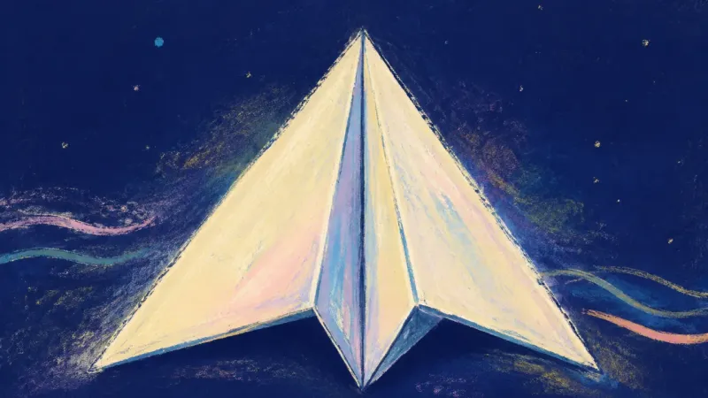 An unfolded paper airplane with balanced wings, representing clearer communication and grounded self