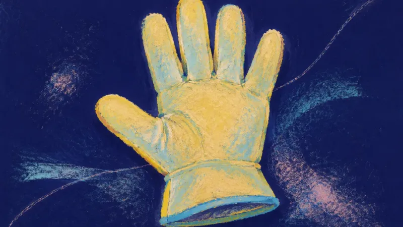 Agency Unfolded A work glove restored to an open, orderly form, symbolizing present-tense agency and a future tested