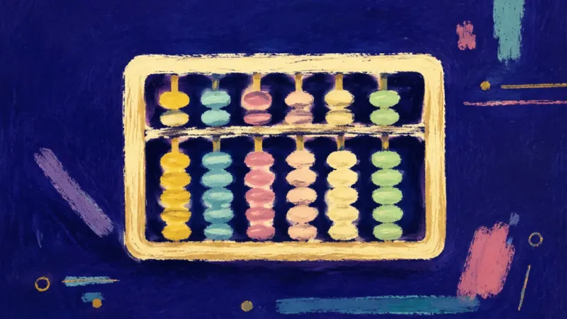 Rhythm Restored A restored abacus with balanced rows, representing a life where present experience and future