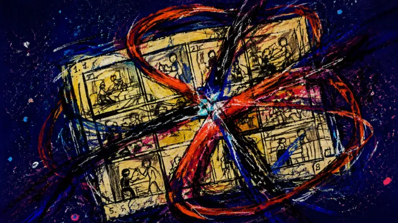 Storyboard Under Pressure A collapsed storyboard representing perfectionism-driven deadline paralysis and fear of exposing