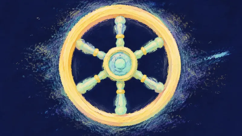 Reclaimed Direction A restored steering wheel symbolizes receiving bounded support while keeping personal choice,