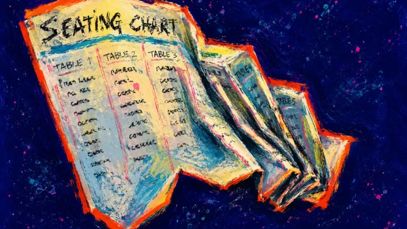The Cost of Belonging A collapsed wedding seating chart symbolizes fear that reducing a role could disrupt friendship and