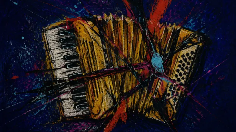 Accordion Under Strain A crushed accordion represents boundary guilt, role overload, and fear that reducing wedding duties