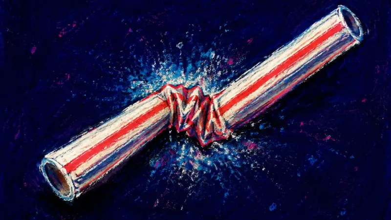 A collapsed drinking straw symbolizes the pressure to bend a clear boundary until it no longer feels