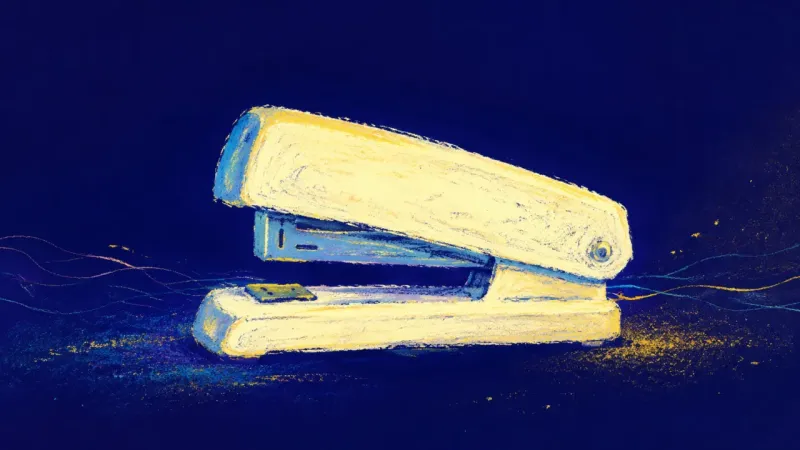 Agency Realigned A restored stapler with aligned parts and unbroken contours, representing self-trust and balanced