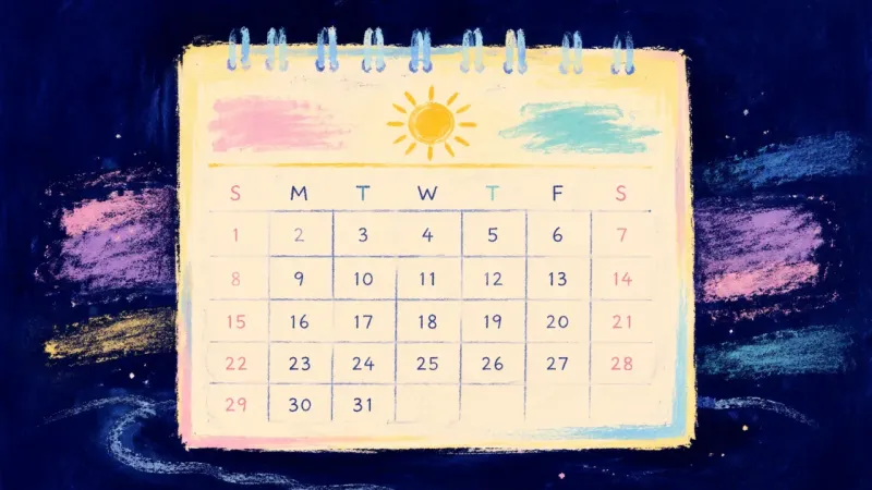 Chosen Rhythm A restored calendar grid represents balanced reentry, with travel and daily routine held in flexible