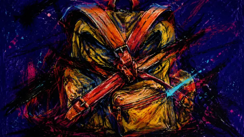 The Unchosen Load A crushed backpack representing guilt, lost family time, and the pressure of an unchosen career path