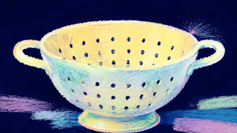 A restored colander with evenly separated openings, representing self-validation, clear boundaries, 