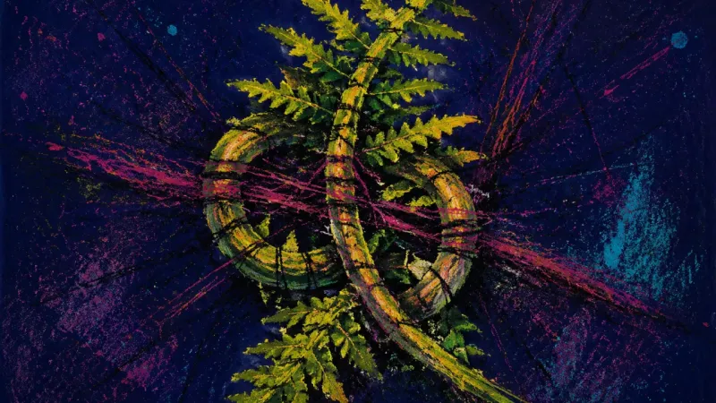 Arrested Frond A fern frond crushed into a bound coil, representing ambition suppressed by guilt and fear of