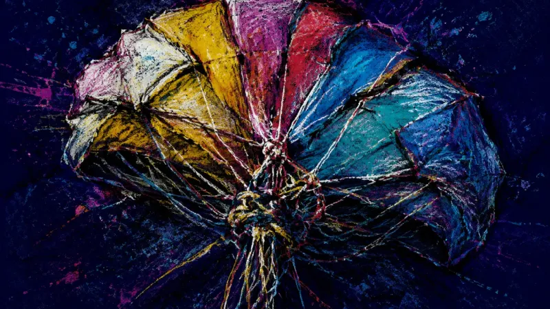 Canopy Under Pressure A crushed, entangled parachute represents overwork, stalled career direction, and fear of leaving a