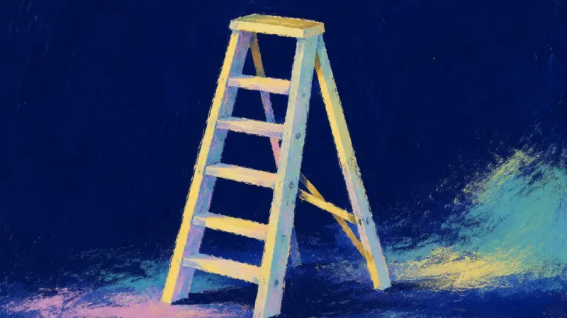 Rungs in Rhythm Course collecting gives way to a restored step ladder with ordered rungs, symbolizing confidence now