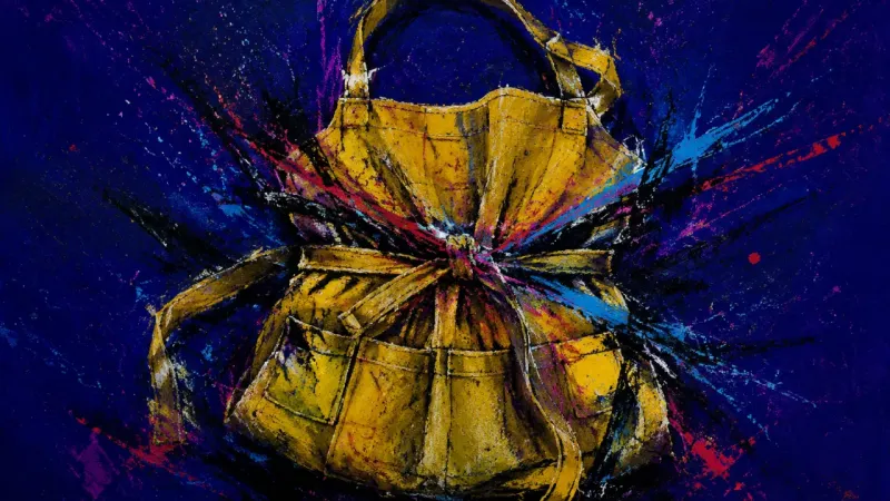 Apron of Compliance An apron crushed and bound by its own ties, representing family belonging anxiety and the pressure
