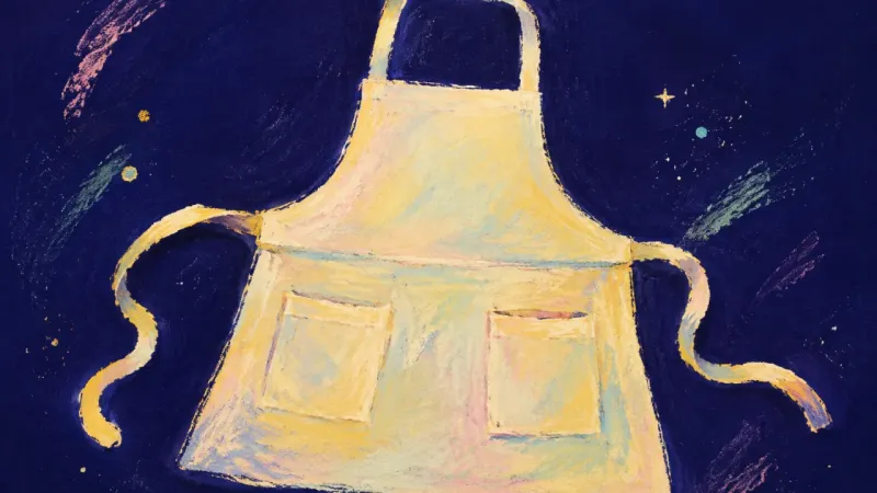 Apron Unbound A fully opened apron with separate, relaxed ties represents adult boundaries, chosen participation,