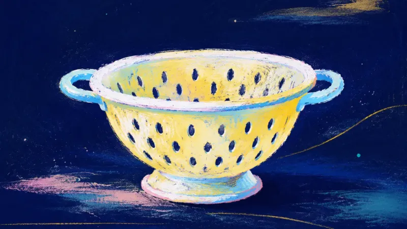Boundaries in Balance A restored colander with evenly ordered openings, representing flexible social boundaries, balanced
