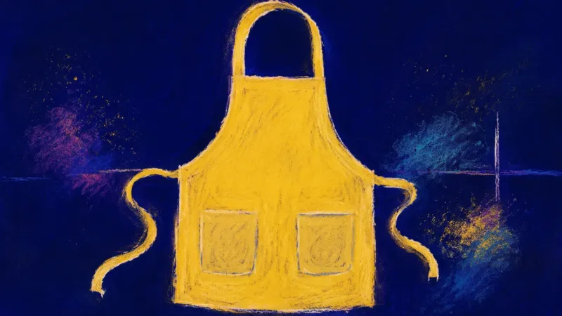 Care Reauthored An apron restored to an open, balanced form, representing adult self-trust and a family role reshF