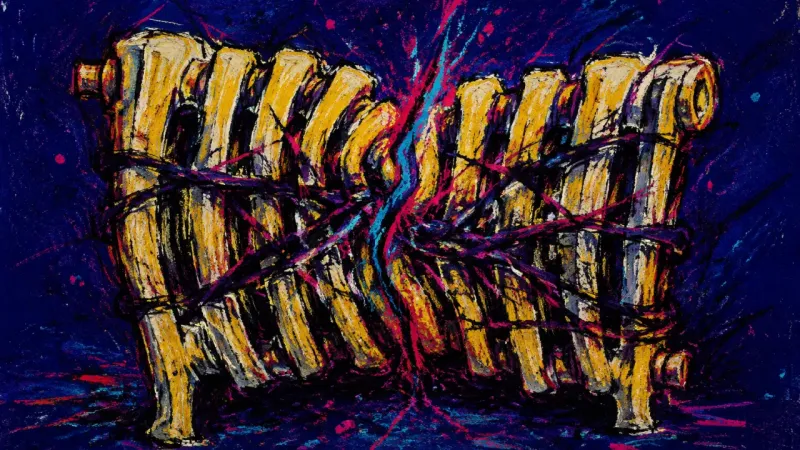 Choked Intervals A radiator with crushed ribs and tangled lines represents the guilt and exhaustion of postponing