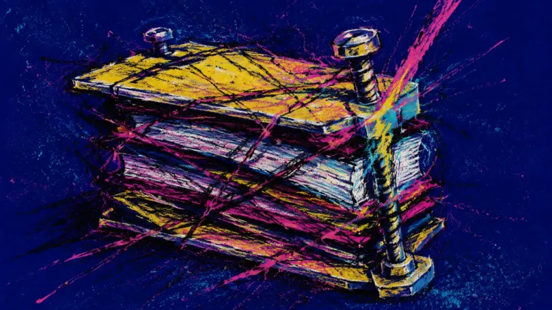 Pressed Into Silence A deformed flower press bound by chaotic lines, representing self-silencing and prolonged anxiety w