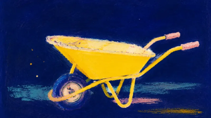 A restored wheelbarrow with an orderly open contour, representing recovery, balanced capacity, ands