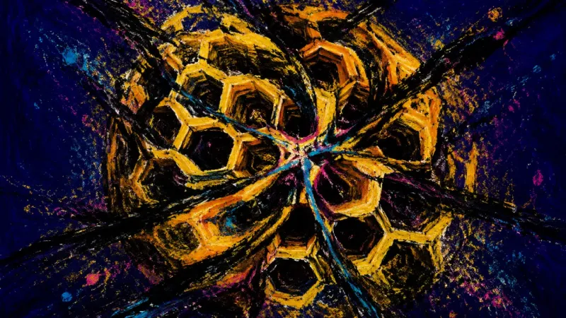 Cells Under Pressure A crushed honeycomb bound by chaotic lines, representing trust compressed by repeated promises andin