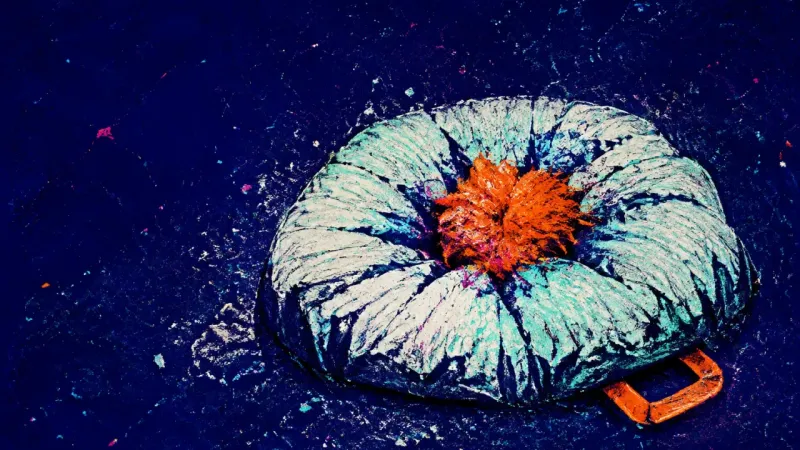 A meditation cushion collapsed into a body-shaped hollow, symbolising wellness rituals used to keep