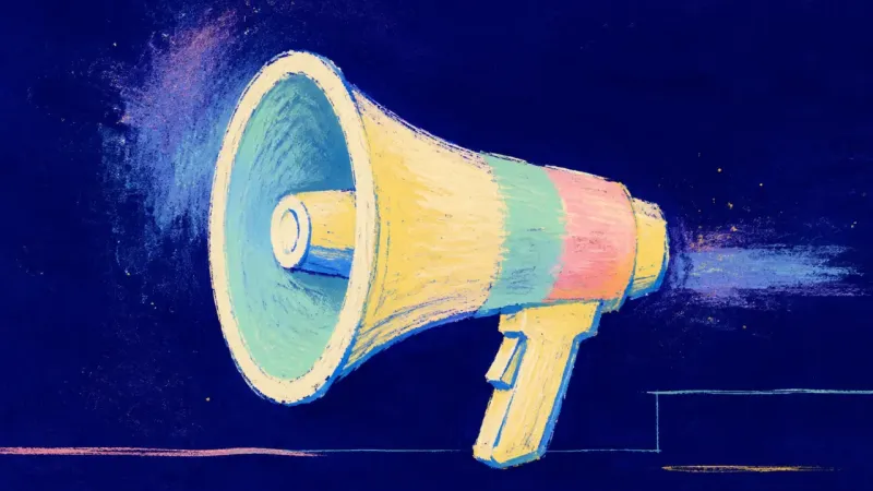 A restored megaphone with balanced contours represents course knowledge integrated through practice,