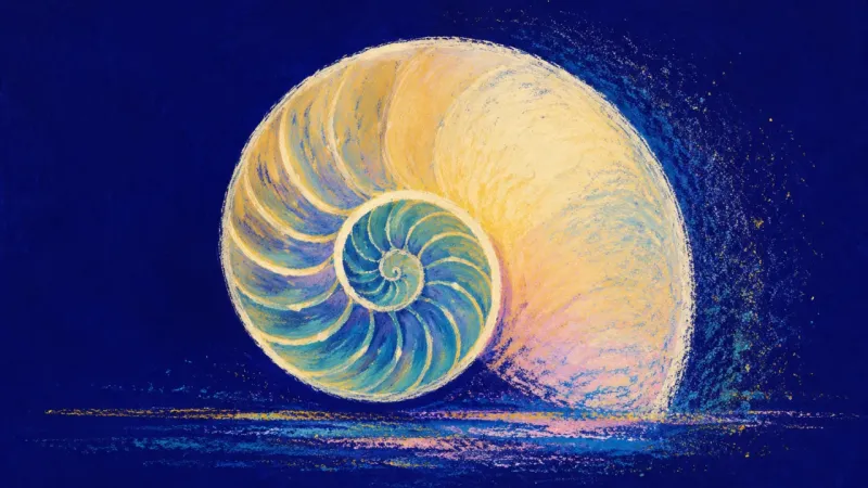 A restored nautilus shell with evenly ordered chambers, representing steady growth, balanced pacing,