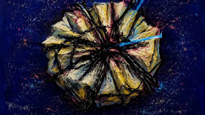 Filter Under Siege A crushed coffee filter bound by conflicting lines represents coworker dating anxiety and the
