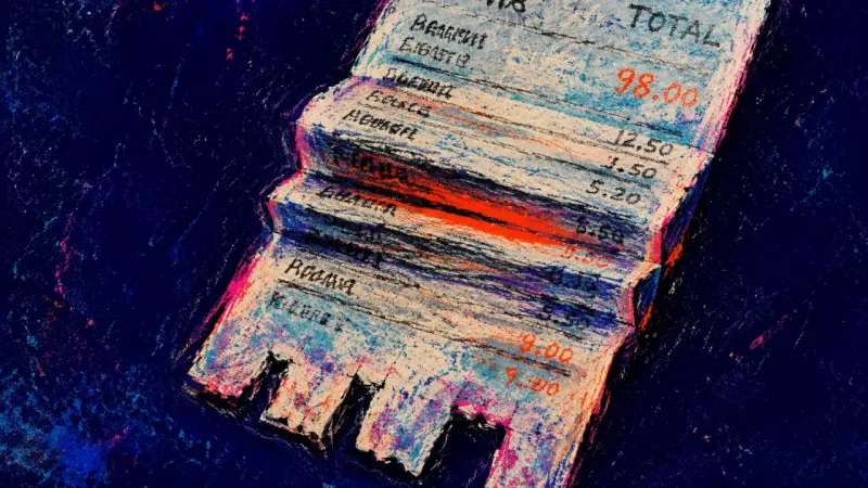 Unclaimed Evidence A folded receipt with compressed transaction lines, symbolizing the compulsion to seek self-worth in