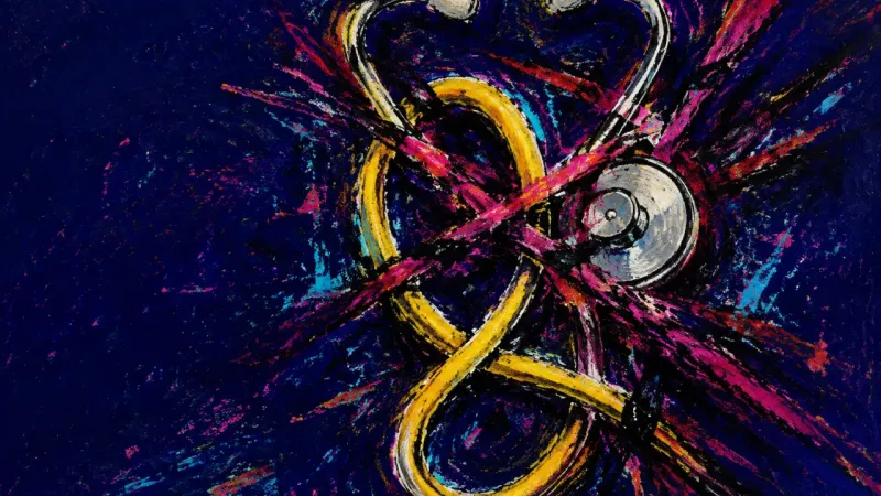 Knotted Listening A tangled stethoscope represents compulsive closure-seeking, betrayal-driven longing, and pressure