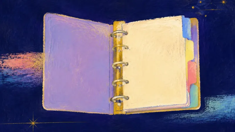Open Study Rhythm An abstract ring binder restored to an orderly open form, representing renewed participation and||||