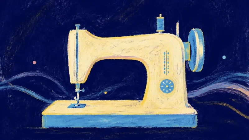 Self-Trust Restitched A restored sewing machine with balanced contours, representing fellowship doubt reorganized into