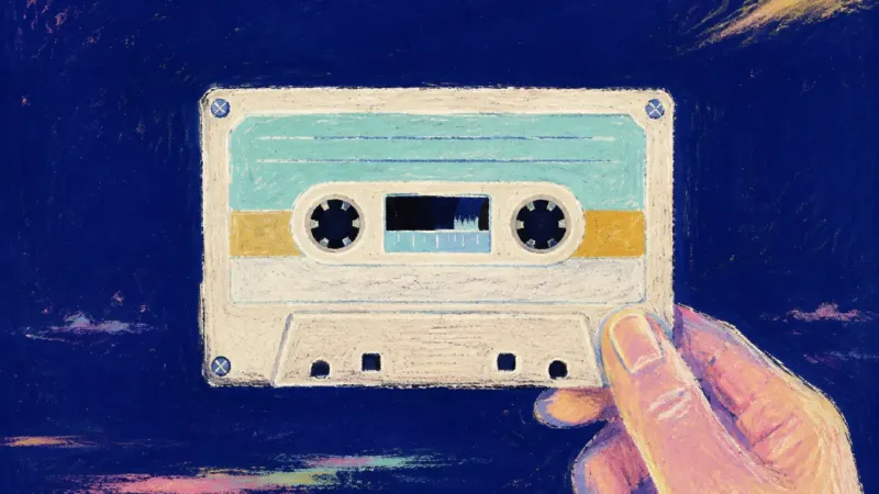 A restored cassette tape with aligned reels and an orderly playback path, symbolizing recall guided‌
