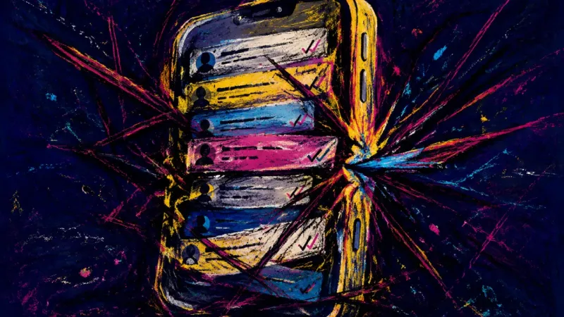 Sealed Signal A smartphone buried under tangled message fragments, representing betrayal-driven vigilance and opp