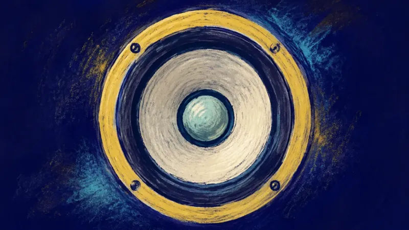 Voice Returned A restored speaker cone with clear concentric order, representing honest emotional expression and a