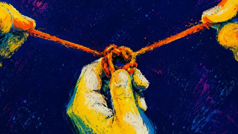 The Unchosen Thread A hand tightens a shoelace knot, symbolizing fear that asking for couples therapy will make the||||